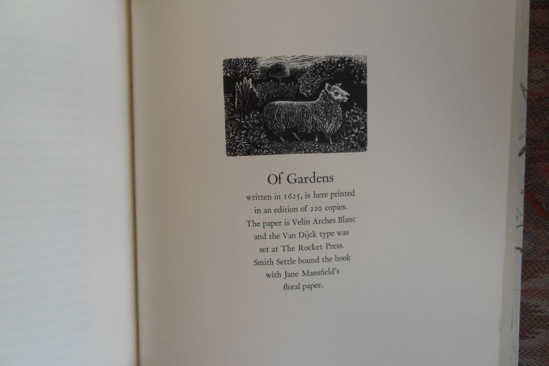 Bacon, Francis. - Of Gardens. - With perspex engravings by Betty Pennell. [ Limited edition of 220 copies ].