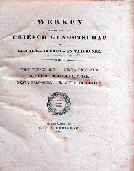 M. Alvini Tractatus - Werken uitg. door het Friesch Genootschap,1853