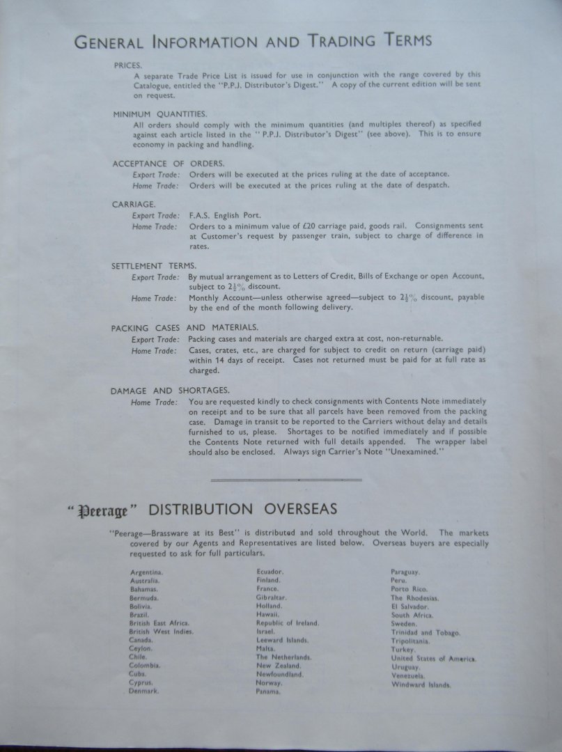 Pearson Page Jewsbury - Peerage Brassware at its best