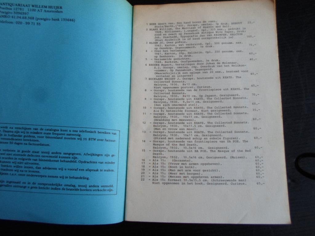 Catalogus Antiquariaat.Willem Huijer - A.A.M.Stols, Typograaf-Auteur-uitgever,  1922-1964