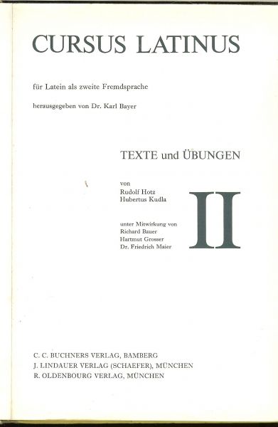 Dr.Gerhard fink *  Kurt Benedicter - CURSUS LATINUS texte und ubungen  FUR LATEIN ALS ZWEITE FREMDSPRACHE
