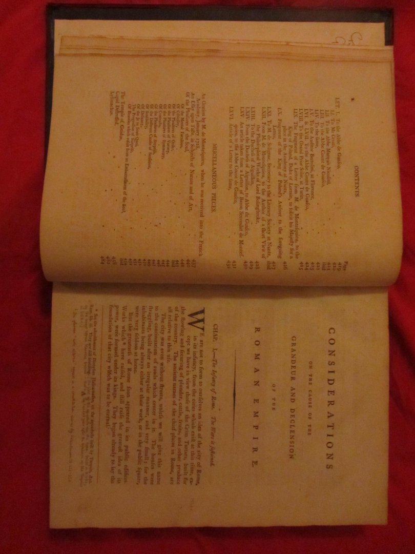 Montesquieu, M. De Secondat, baron de - Considerations of the cause of the grandeur and declension of the Roman empire, and Persian letters