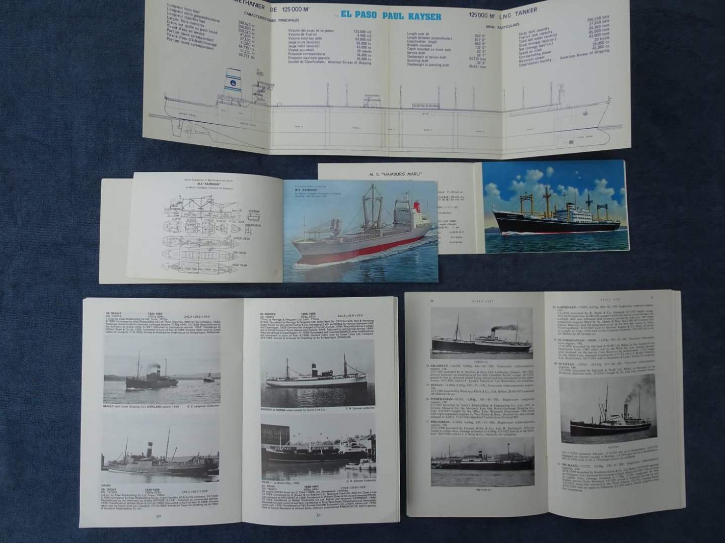 N.n.. - El Paso. Paul Kayser/ M.S. "Hamburg Maru". Osaku Shosen Kaisha/ In commemoration of launching M.V. "Kairouan". Nakai Zosen/ William Sloan & Co. Ltd., Glasgow 1825-1968/ Canadian Pacific 1891-1961. Lot of 5 maritime issues.