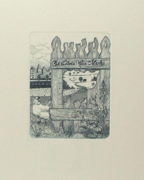 Vries, Yvonne de. - Negen etsen exlibris en gelegenheidsgrafiek.