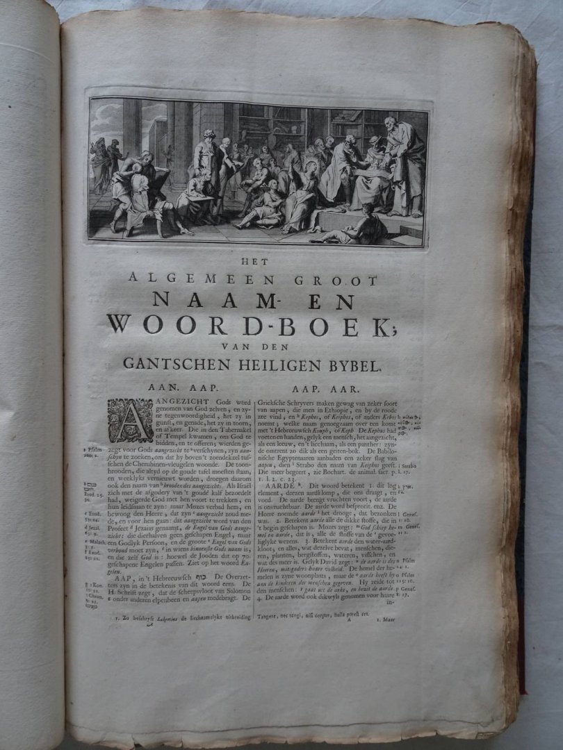 Calmet, Augustinus / Mattheus Gargon. - Het Algemeen Groot Historisch, Oordeelkundig, Chronologisch, Geografisch, en Letterlyk Naam- en Woord-Boek, van den Gantschen H. Bybel. Versierd met noodige Landkaarten en koopere Plaaten, dienende tot de Gedenk-Stukken der Jooden en andere ou...