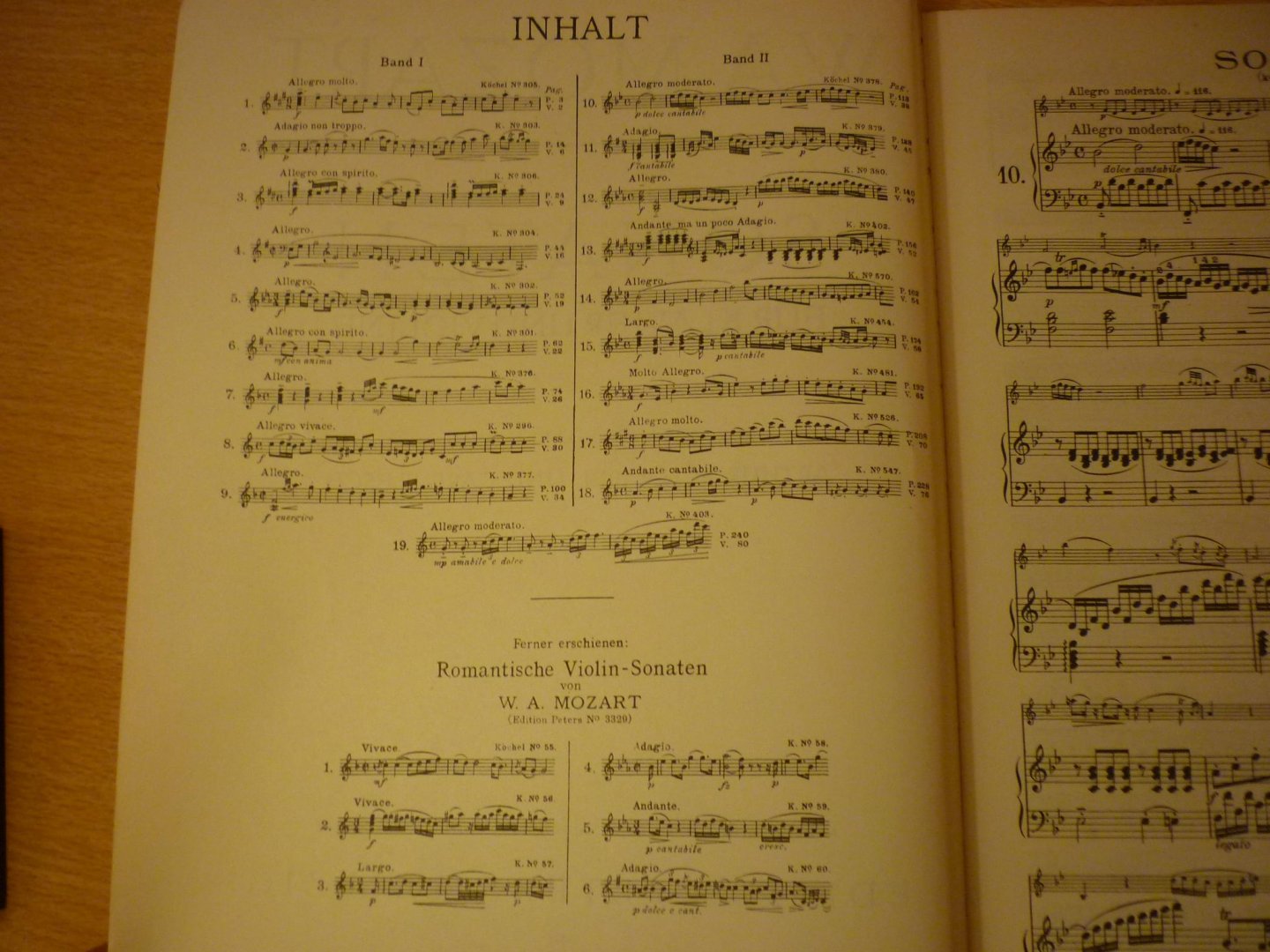 Mozart. W.A. (1756 – 1791) - Sonaten für Klavier und Violine - Band II - sonate 10 t/m. 19; (Arthur Schnabel und Carl Flesch)
