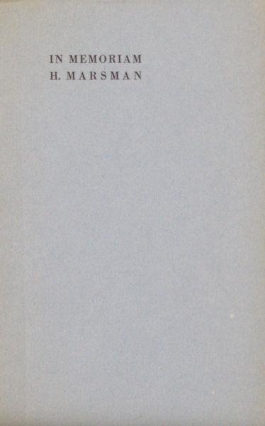 Tamminga, F. (o.l.v.). - In memoriam H. Marsman.