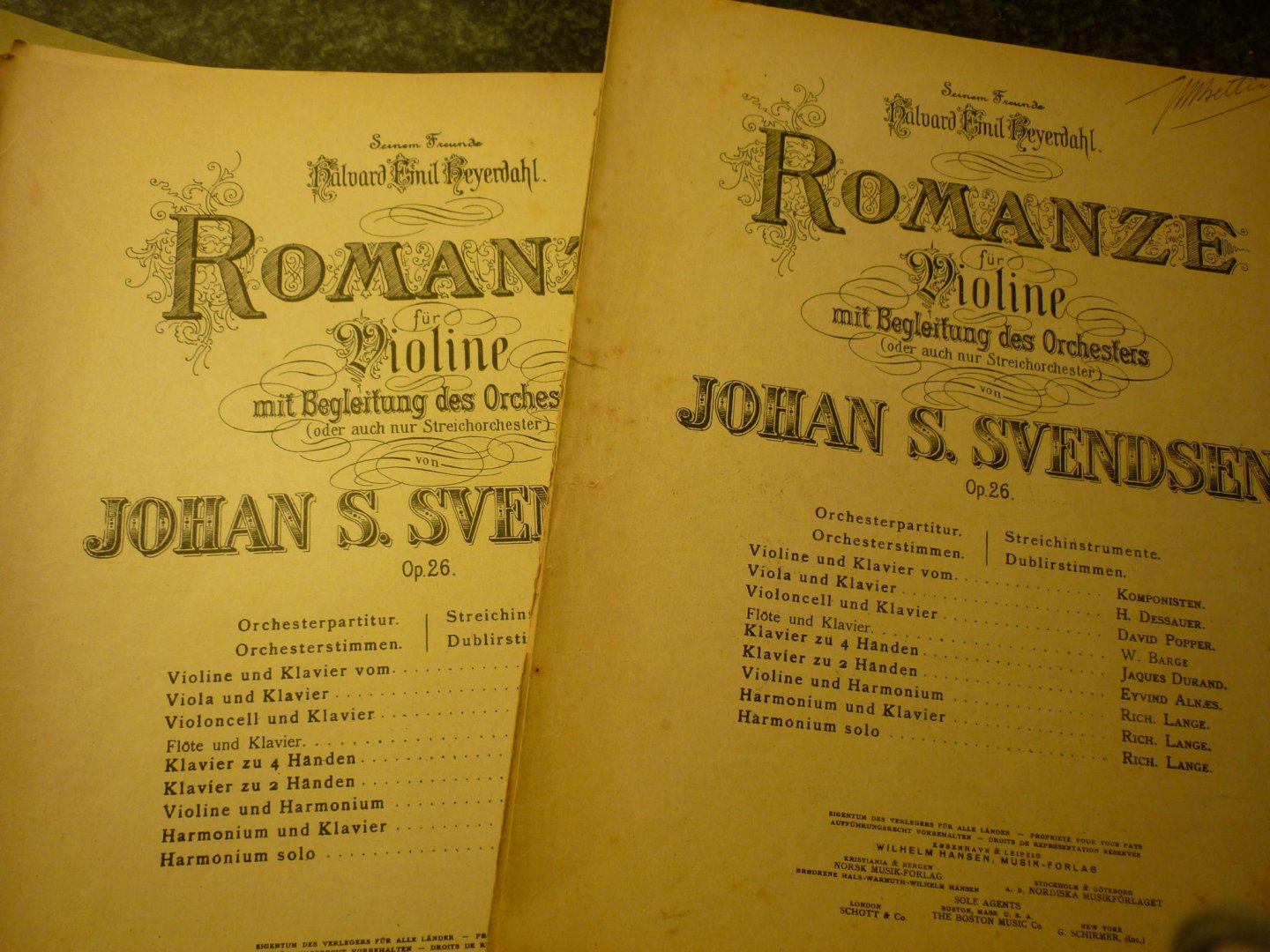 Svendsen; Johan (1840–1911) - Romanze G-Dur op. 26; für Violine und Orchester Fassung für Violine (oder Viola) und Klavier