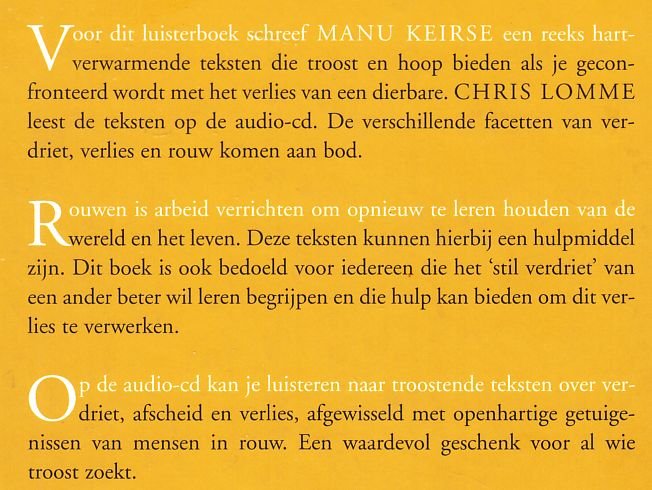 Kerse, Manu; met de stem van Chris Lomme - Stil verdriet : een boek en audio-cd met troostende teksten over afscheid nemen