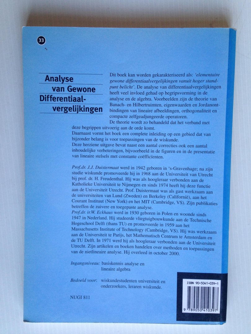Duistermaat,J.J. & W.Eckhaus - Analyse van Gewone Differentiaalvergelijkingen