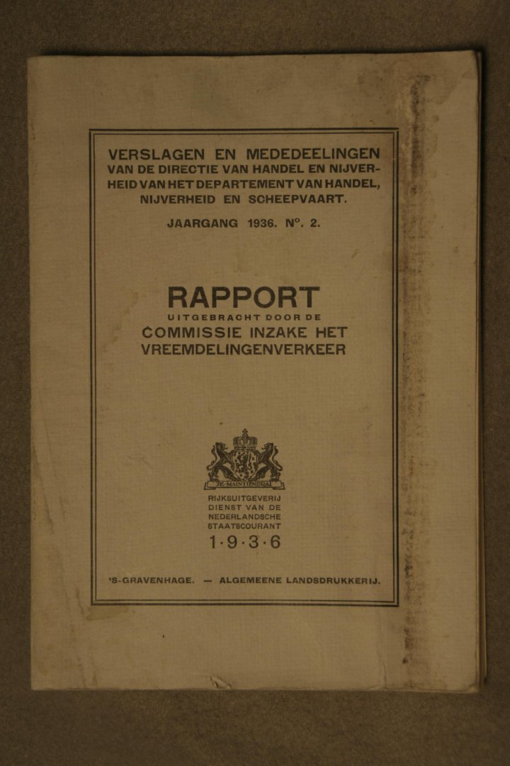 - - Verslagen en Mededeelingen van de Directie van Handel en Nijverheid van het departement van Handel. Nijverheid en Scheepvaart. 1936