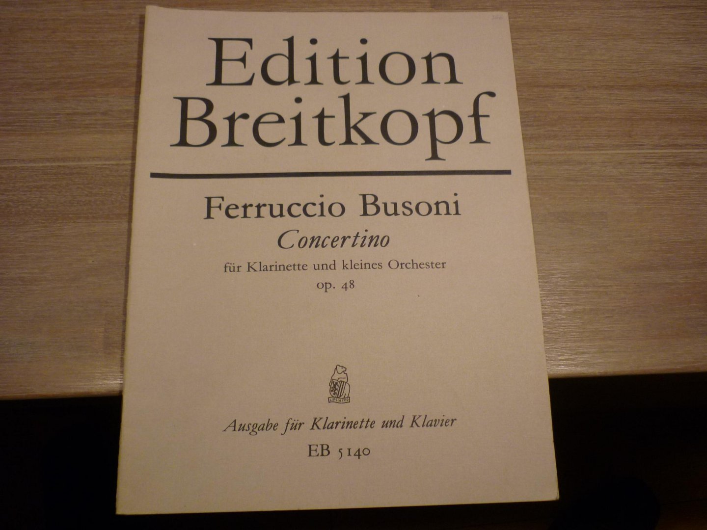 Busoni; Ferruccio (1866–1924) - Concertino op. 48; Uitgave voor Klarinet en piano van Otto Taubmann