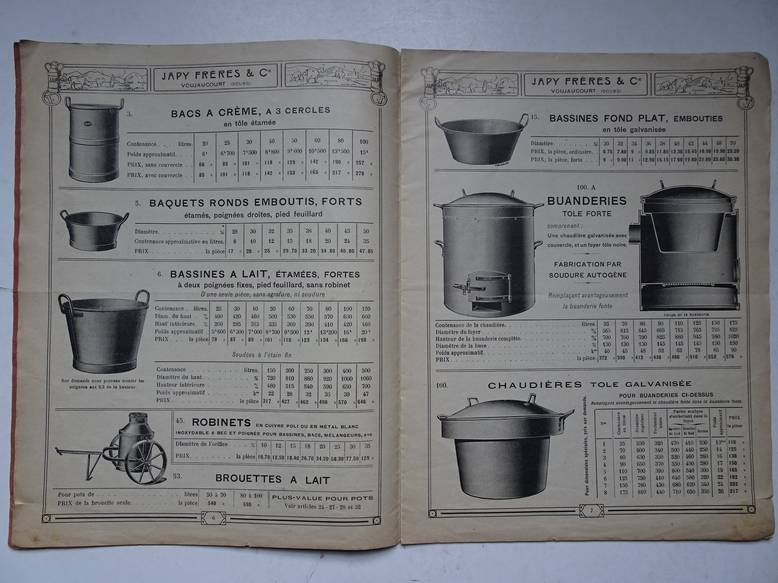 N.n.. - Japy Frères & Cie. Voujaucourt (Doubs). Articles de laiteries et de fermes. 1926.