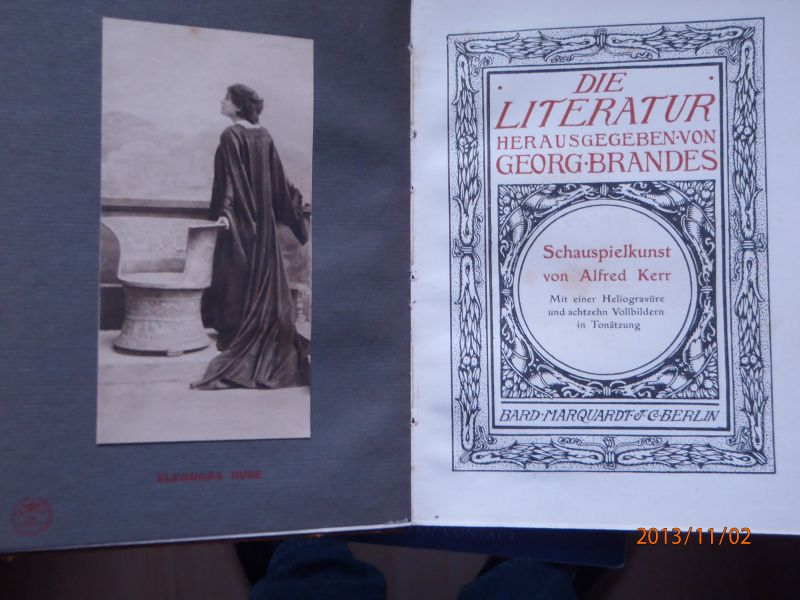 Kerr, Alfred - Schauspielkunst. (Die Literatur herausgegeben von Georg Brandes, neunter Band)