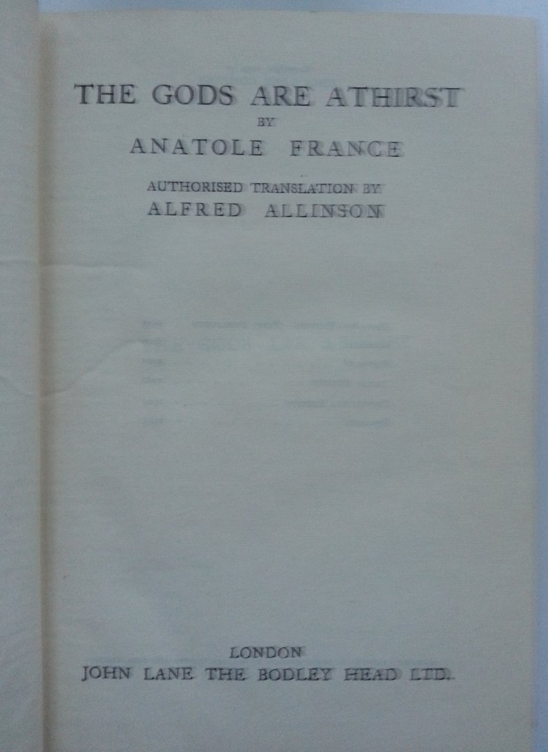 France, Anatole - The Gods Are Athirst (ENGELSTALIG)