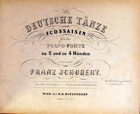 Schubert, Franz: - [D 783] Deutsche Tänze und Ecossaisen für das Piano-Forte zu 2 und zu  4 Händen. Op. 33. Zu 2 Händen