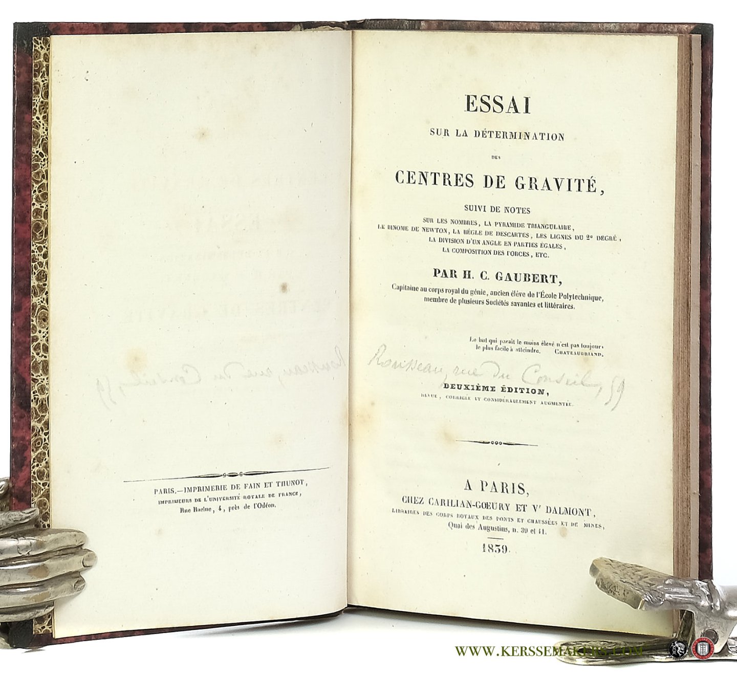 Gaubert, H. C. - Essai sur la determination des centres de gravité.