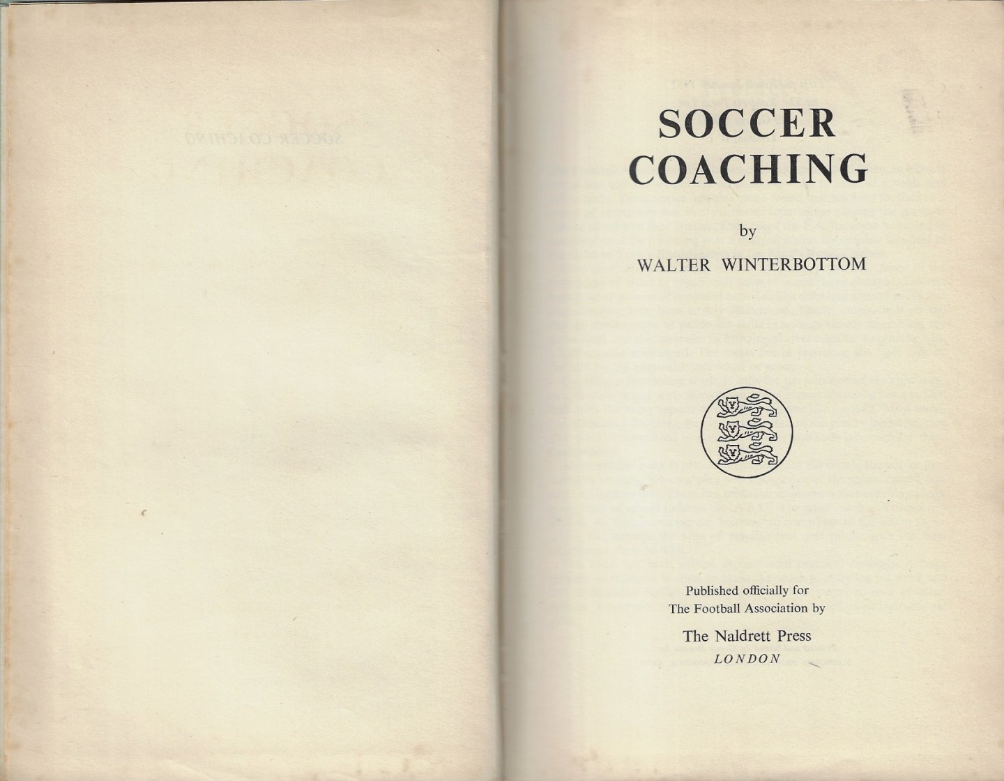 Winterbottom, Walter - Soccer coaching