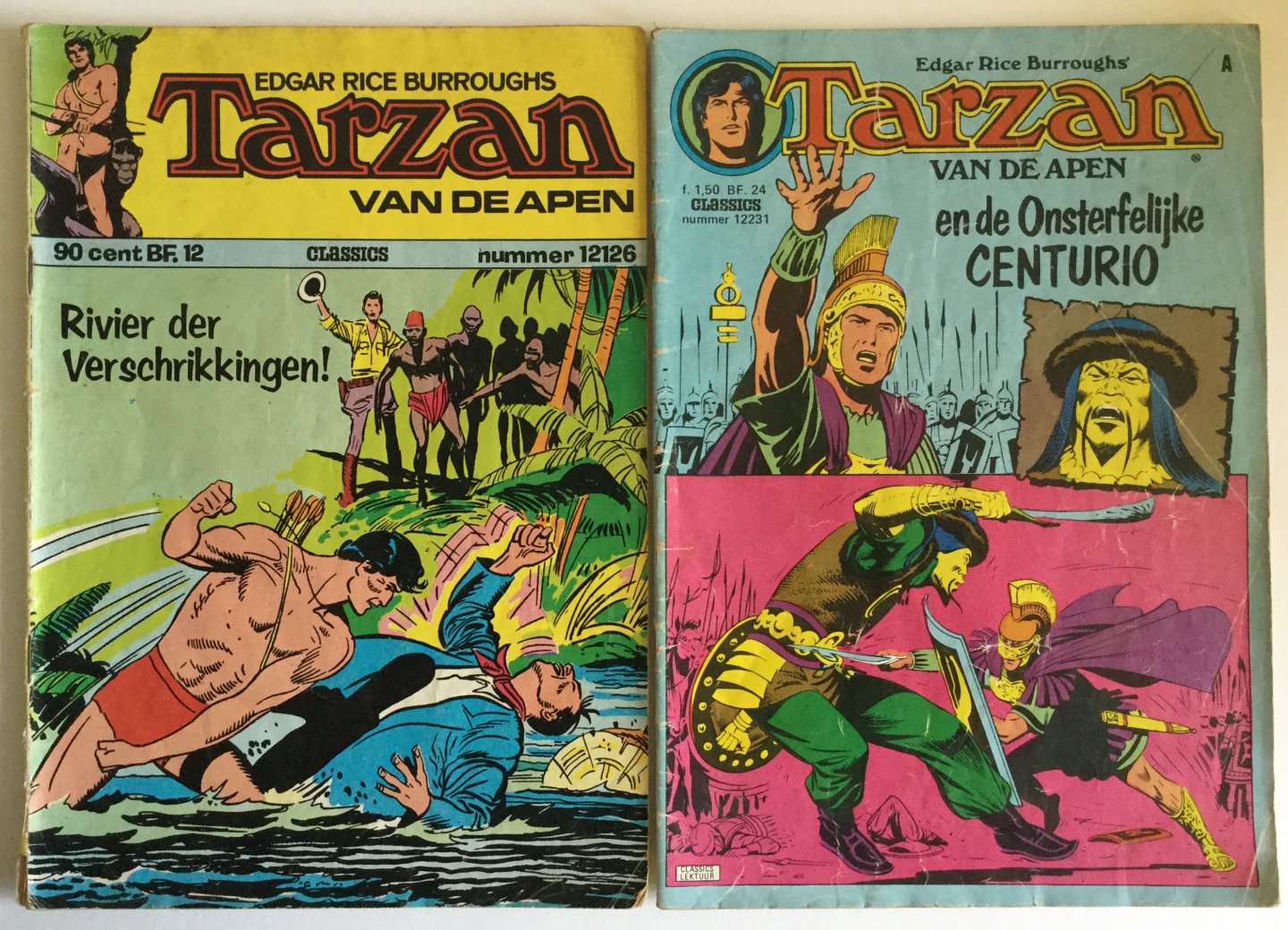 Rice Burroughs, Edgar - 2 stripboekjes: Tarzan van de apen - nr 12126 Rivier der verschrikkingen! + de onsterfelijke Centurio nr 12231