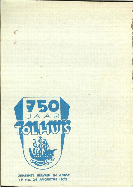 Pastoor Breuking en W. Zondervan &  A. Sloot - 750 jaar Tol  19 - 26 Augustus  Programma