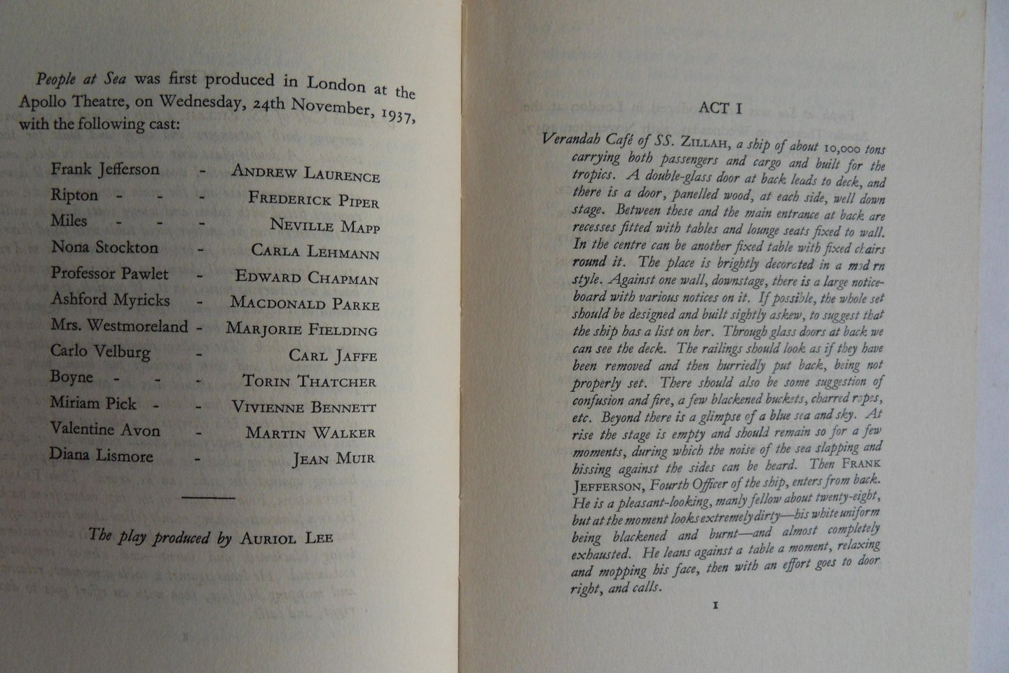 Priestley, J.B. - People at Sea. - A Play in Three Acts. [ Proof Copy ].