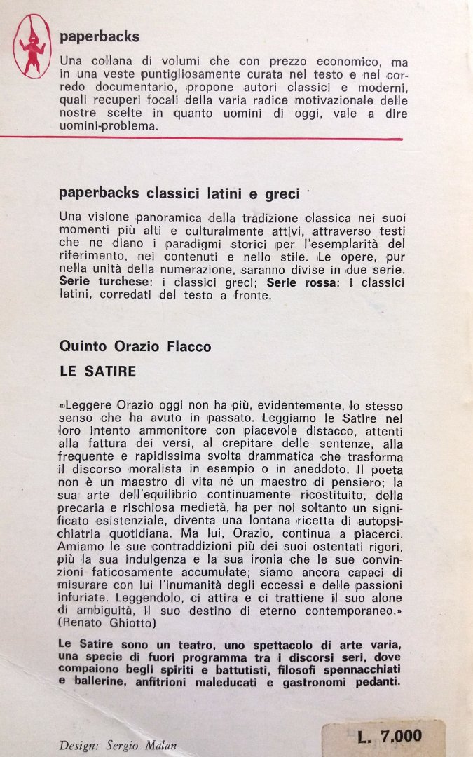 Orazio Flacco, Quinto - Le satire (ITALIAANS)
