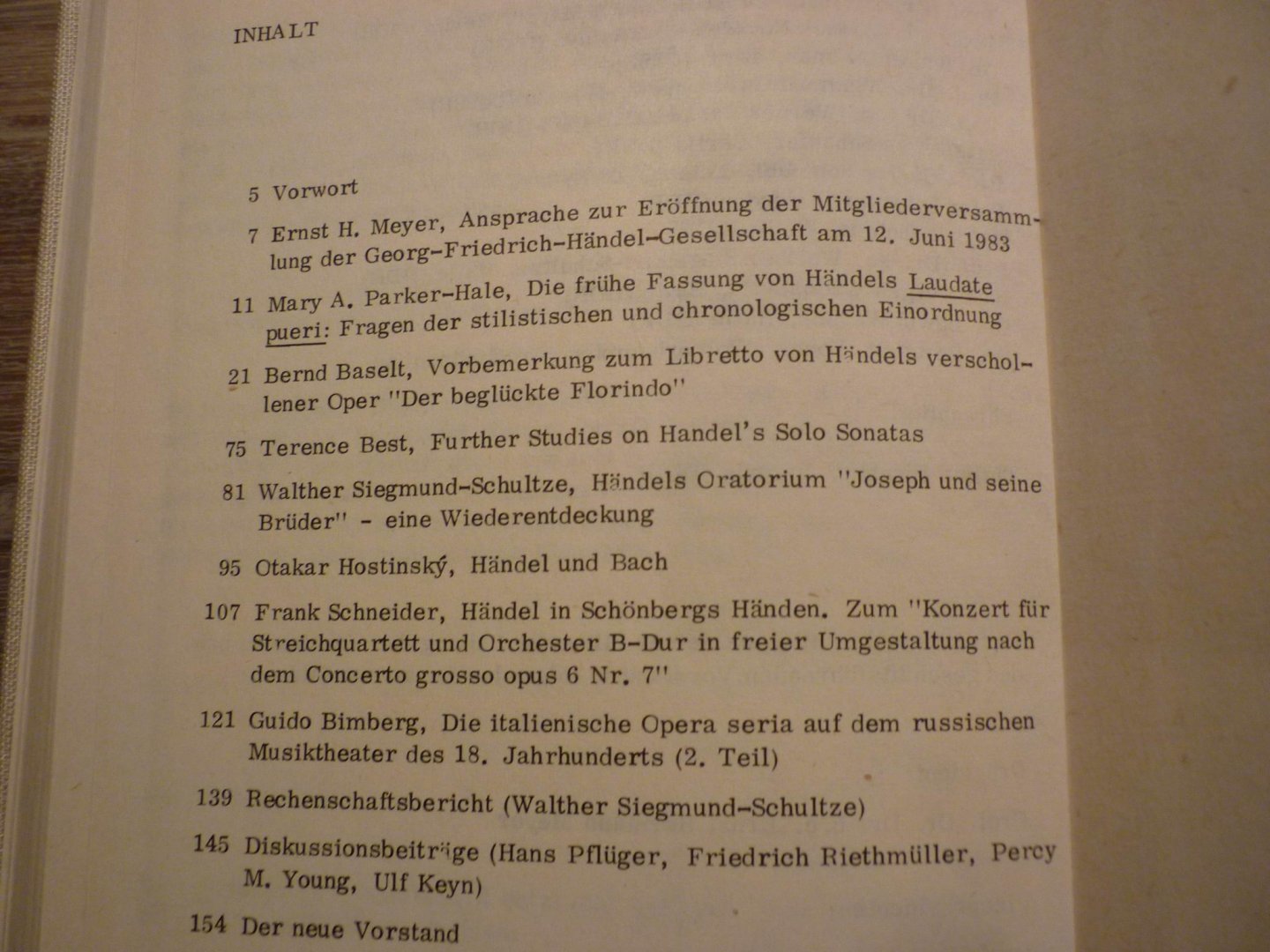 Händel; Georg Friedrich (1685–1759) - Jahrbuch 30. Jahrgang 1984; herausgegeben von der Georg Friedrich Handel-Gesellschaft