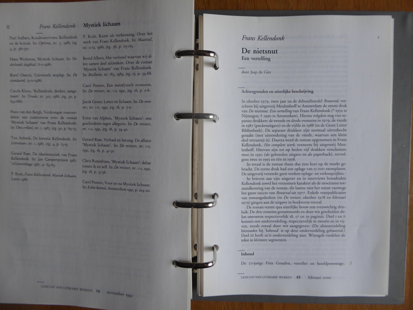 Kellendonk, Frans / Gier, Jaap de - Frans Kellendonk - De nietsnut. Een vertelling (uit: Lexicon van Literaire Werken)