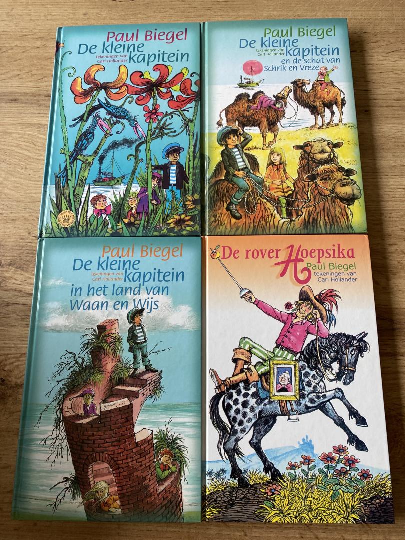 Biegel, P. - 4 boeken van Biegel; De kleine kapitein in het land van Waan en Wijs, de schat van de schrik en vreze, de kleine kapitein & Hoepsika.
