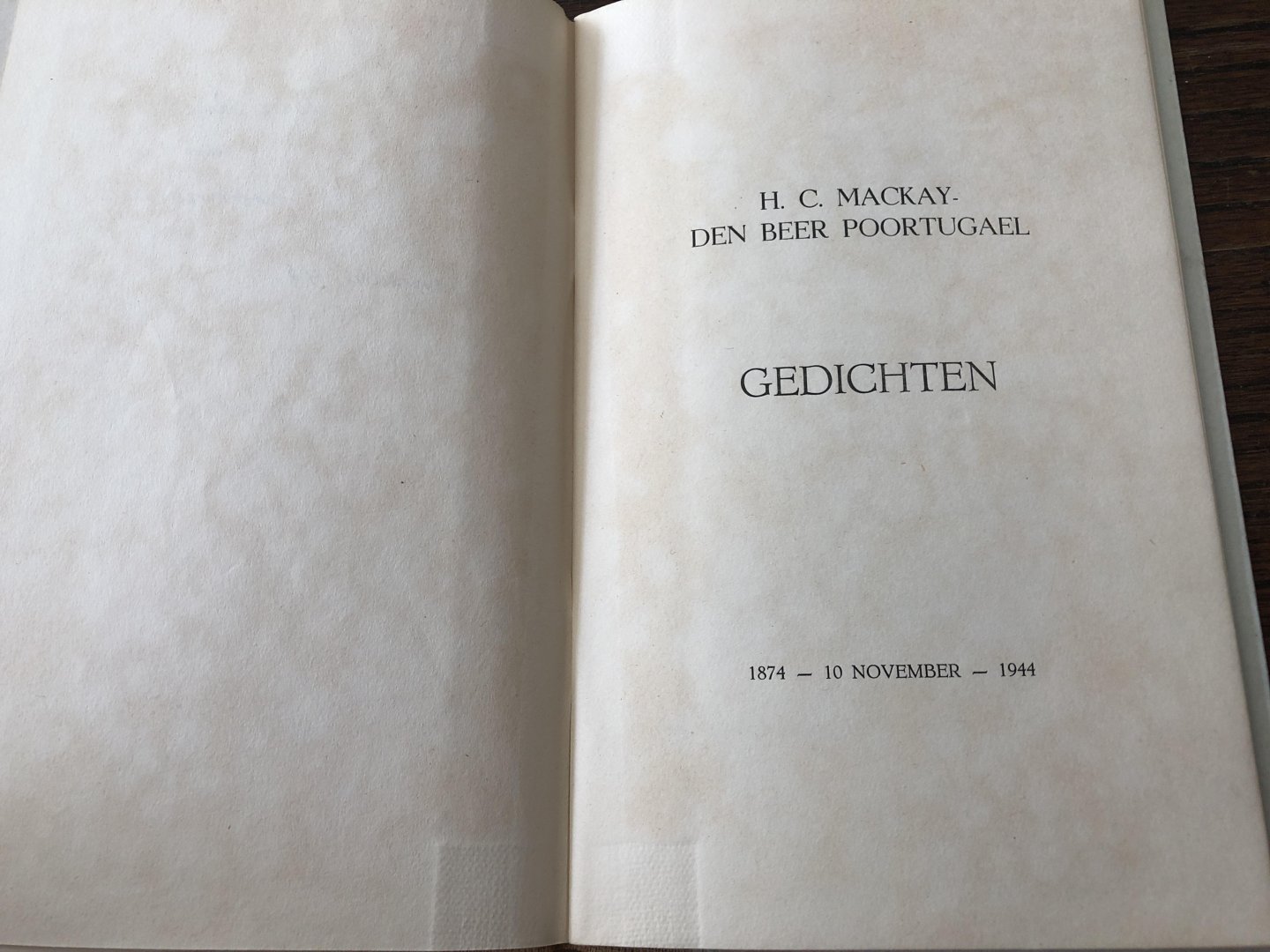 H.C. Mackay - den Beer Poortugael - Gedichten, 1874 - 10 november - 1944