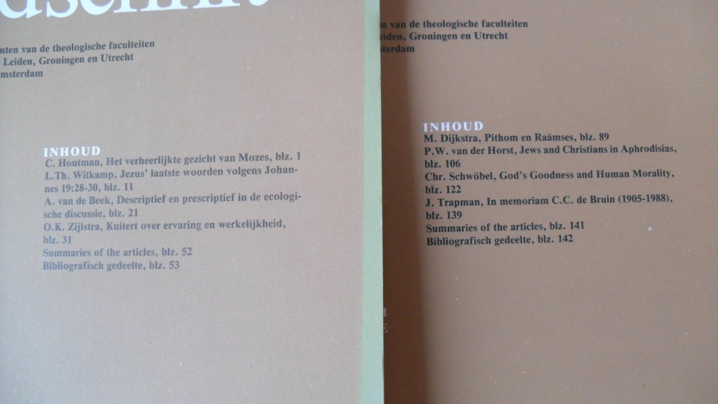 Redactie - Nederlands Theologisch Tijdschrift 43e jaargang 1989- 4 tijdschriften