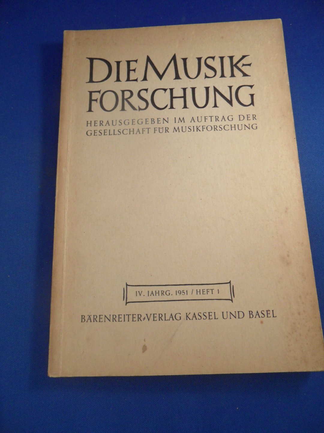  - Die Musikforschung. Herausgegeben von der Gesellschaft für Musikforschung. Jaargang IV, heft 1 1951