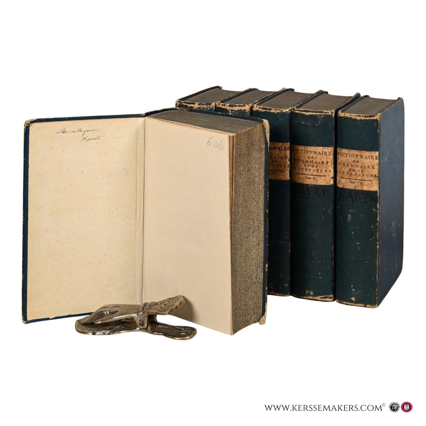 (Collectif) - Dictionnaire de grammaire et de littérature, suivi d'un double Tableau d'Analyse, qui montre la chaîne des idees de l'ensemble, & l'ordre de la lecture des articles. Extrait de l'Encyclopédie Méthodique. Tome Premier - Tome Sixième (A-Z compl...