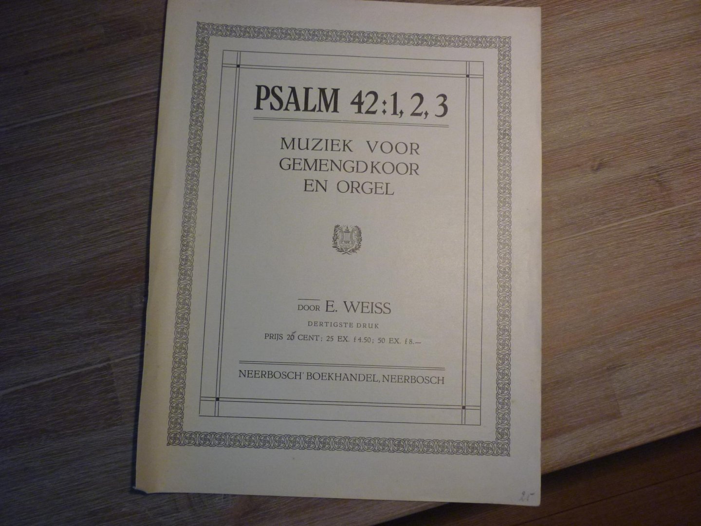 Weiss; E. - Psalm 42 : 1, 2, 3; Muziek voor Gemengd Koor en Orgel