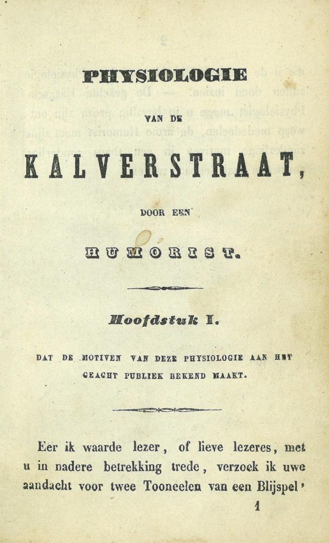 Door een humorist - Physiologie van de Kalverstraat - Door Een Humorist, geillustreerd, uitgave 1844