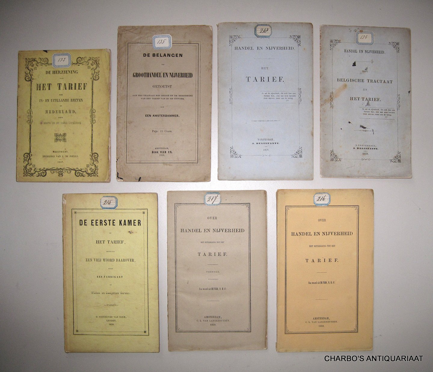 TARIEF IN- EN UITGAANDE REGTEN. - 7 publicaties over de voorgenomen herziening van het tarief van in- en uitvoer.