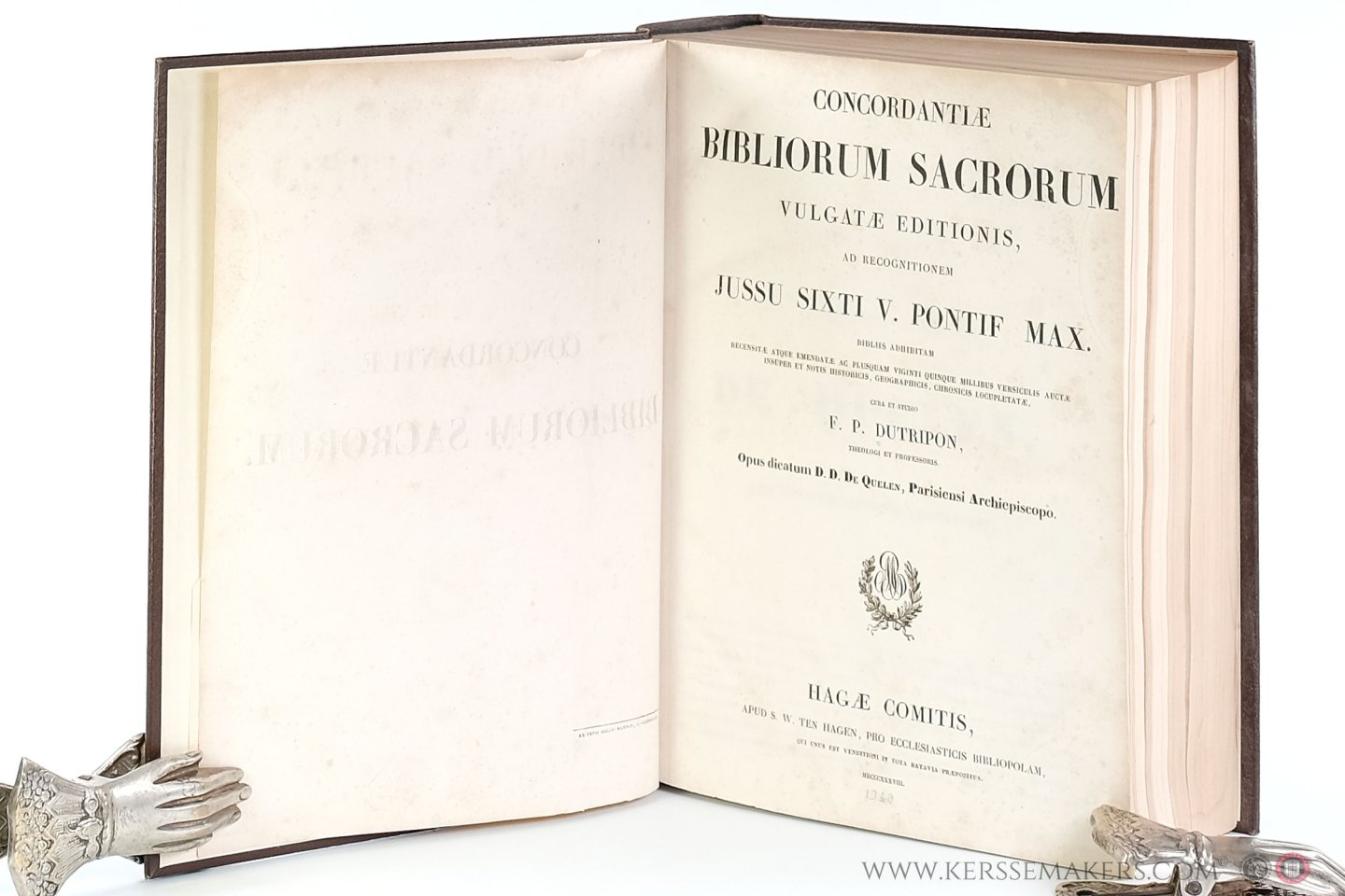 Dutripon, F. P. - Concordantiae Bibliorum Sacrorum Vulgatae Editionis, ad recognitionem Jussu Sixti V. Pontif. Max... Opus dicatum D. F. De Quelen, Parisiensi Archiepiscopo.