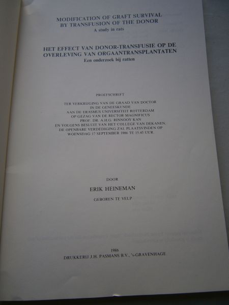 Heineman, Erik - Moification of graft survival by transfusion of the donor