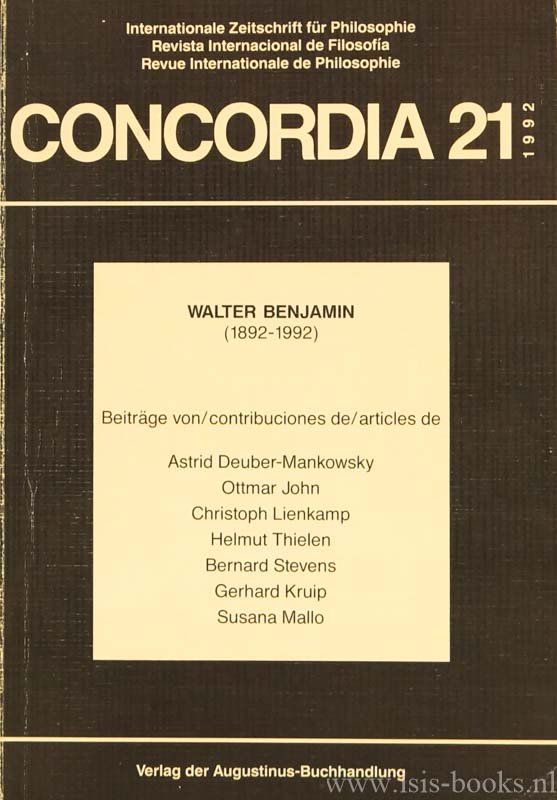 BENJAMIN, W., DEUBER-MANKOWSKY, A., JOHN, O., LIENKAMP, C. - Walter Benjamin (1892 - 1992).