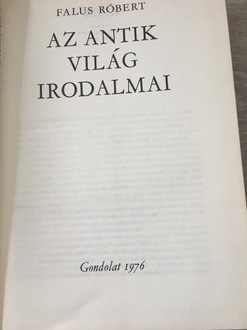 Faludy Róbert - Az antiek világ iridalmi