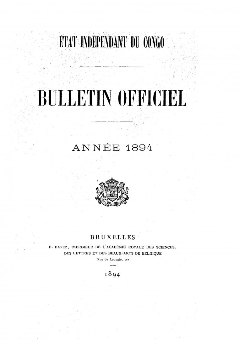 Etat Indépendant du Congo - roi Léopold II - Etat Indépendant du Congo - Bulletin Officiel – Année 1894