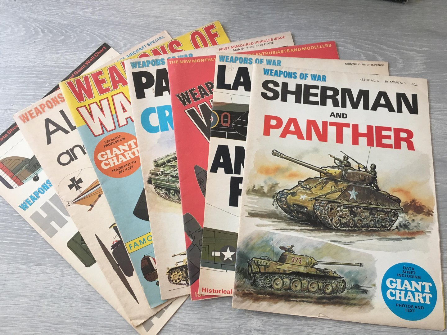 Redactie - Weapons of war No 4; Hurricane And Stuka, No6; Albatros And Camel, No1; ME109E verus Spitfire, no5; panzer 111 And Crusaders, No2; mustang And me, No3; Lancaster, No9; Sherman And Panther.