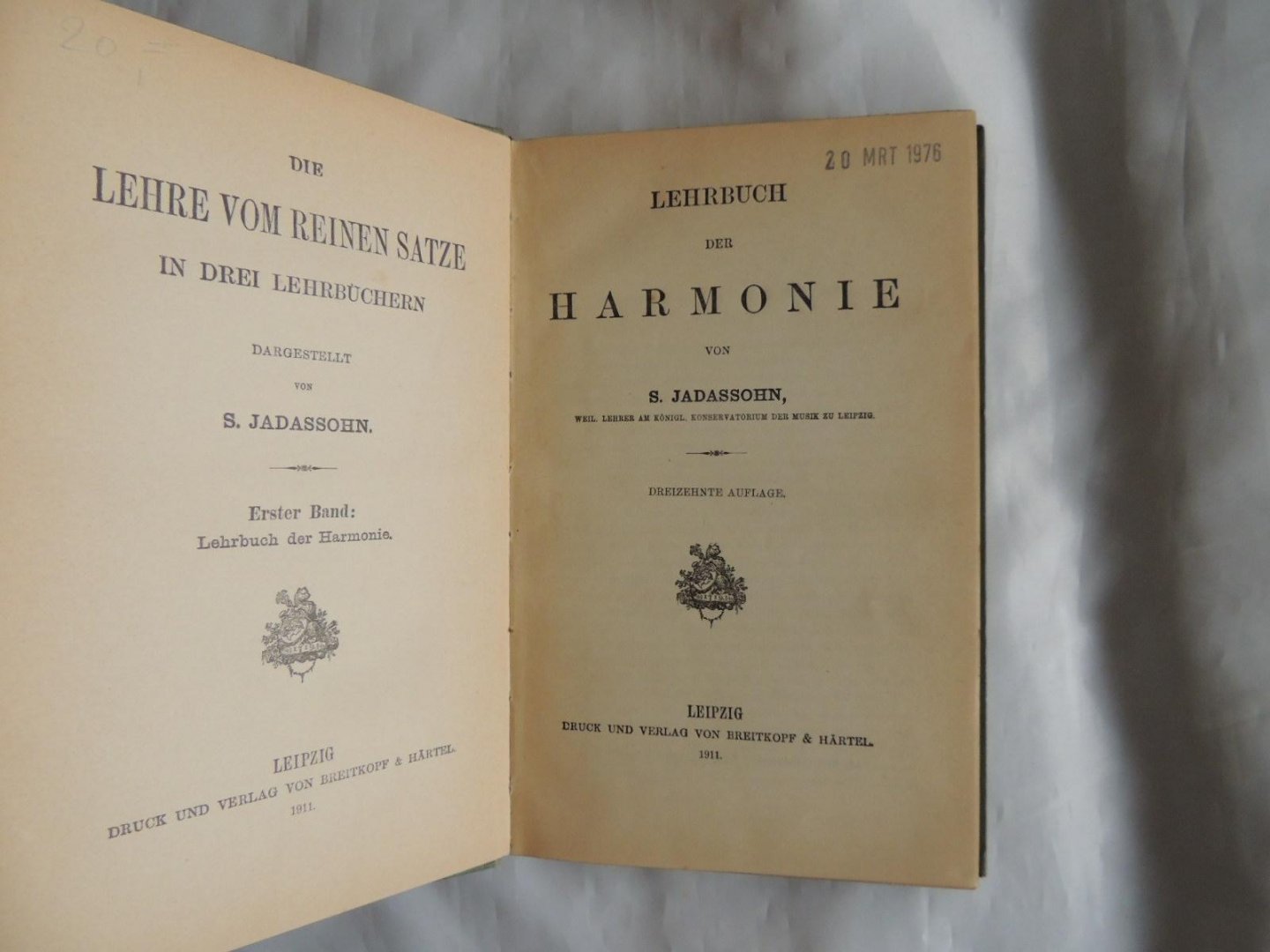 Prof.Dr. S. Jadassohn Salomon Jadassohn - Lehrbuch der Harmonie