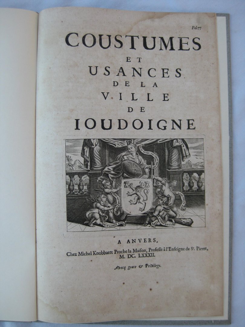  - Coustumes et Usances de la ville de Joudoigne.