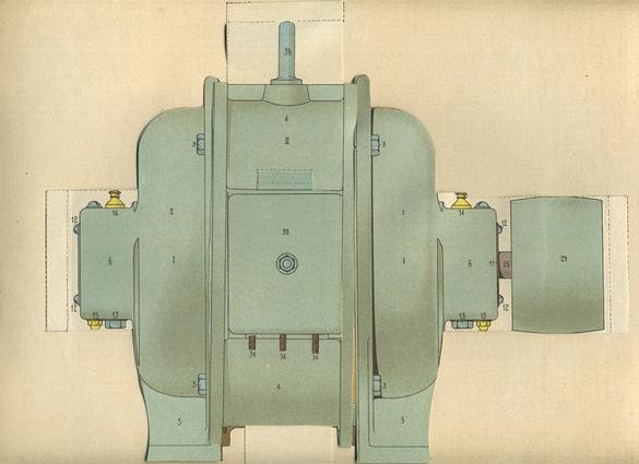 SIJTHOFF. - Draaistroommotor met kooianker. Sijthoff's Beweegbare Modellen van Hedendaagsche Techniek. Met beschrijvenden tekst.