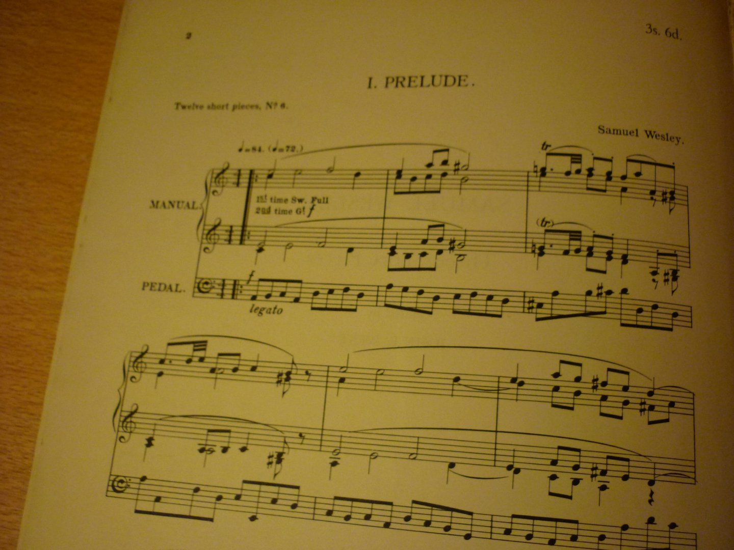 Wesley; Samuel - Three Short Pieces for Organ; Edited by John E. West