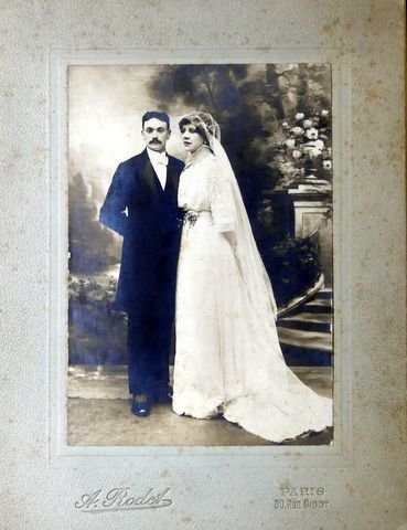 Dutilleux, Henriette: - [Kabinettfotografie, Hochzeitsporträt]