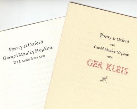 HOPKINS, Gerald Manley - Poetry at Oxford.