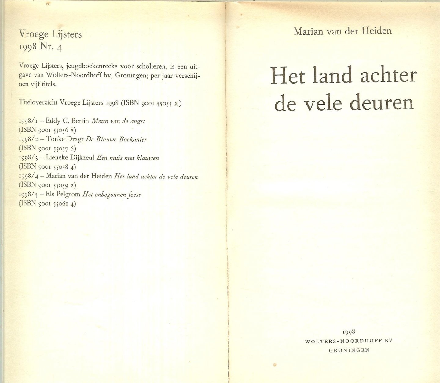 Marian van der Heiden ..Illustraties  Helen van Vliet - Het land achter de vele deuren   ..  Alexander vindt het beslist niet prettig om de slimste van de klas te zijn, Want enkel daarom wordt hij regelmatig te pakken genomen door jongens uit zijn klas.
