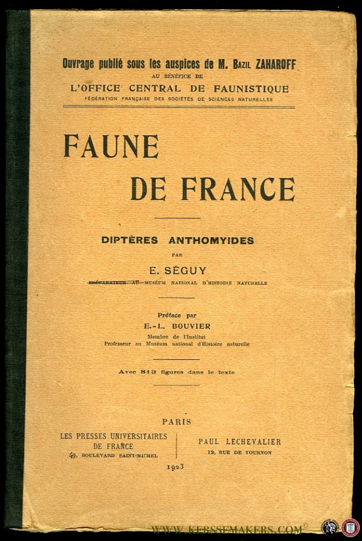 SEGUY, E. - Faune De France. Dipteres Anthomyides. Avec 813 figures dans le texte.